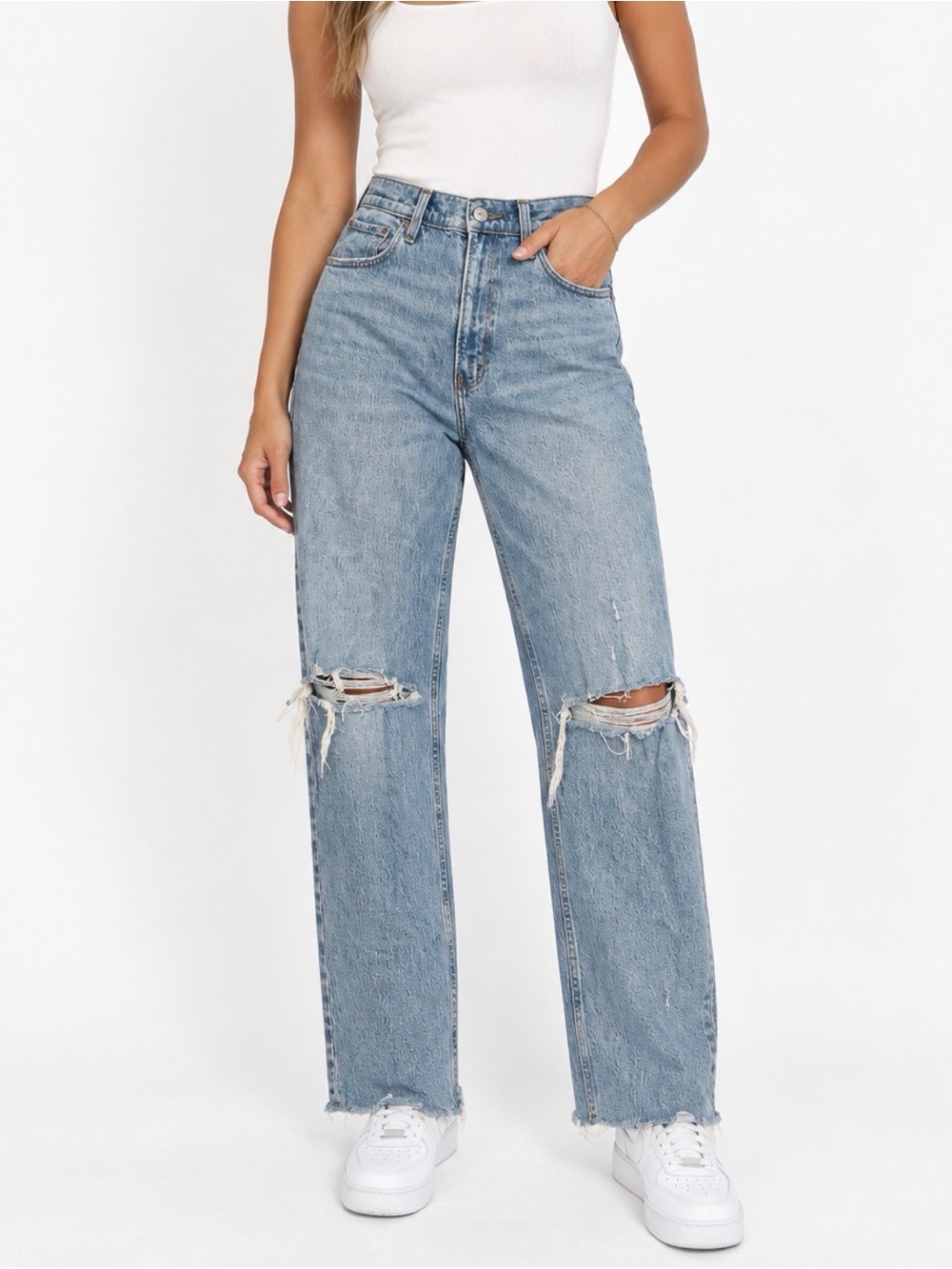 Abercrombie & Fitch 90’s Ultra High-Rise Distressed Straight Jeans Women’s SZ 31